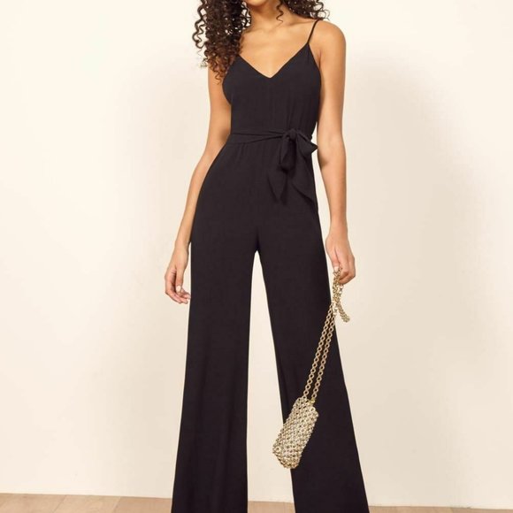 Reformation Pants - REFORMATION Milly Tie Waist Belt Wide Leg Jumpsuit